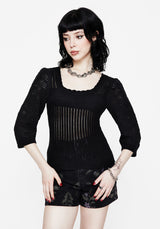 Danica Ladder Stitch Square Neck Knit Top