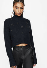 Phantom Cotton Embellished Cross Crop Jumper