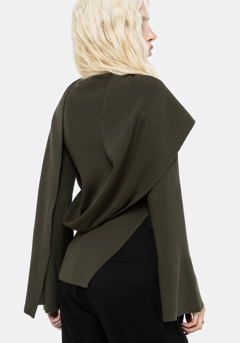 Symphony Scarf Cape Flare Knit Top
