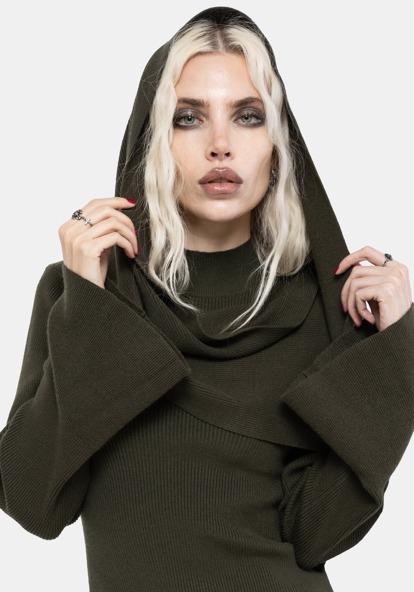 Symphony Scarf Cape Flare Knit Top