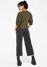 Lavish Mushroom Embroidered Short Sleeve Knit Top