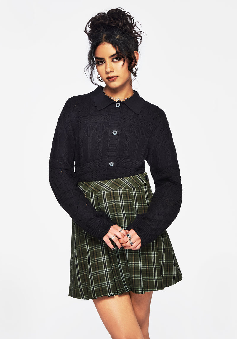 Yewtree Gothic Arch Pointelle Button Down Knit Cardigan