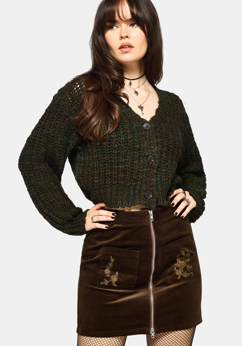 Bracken Chunky Ribbed Cropped Knit Cardigan