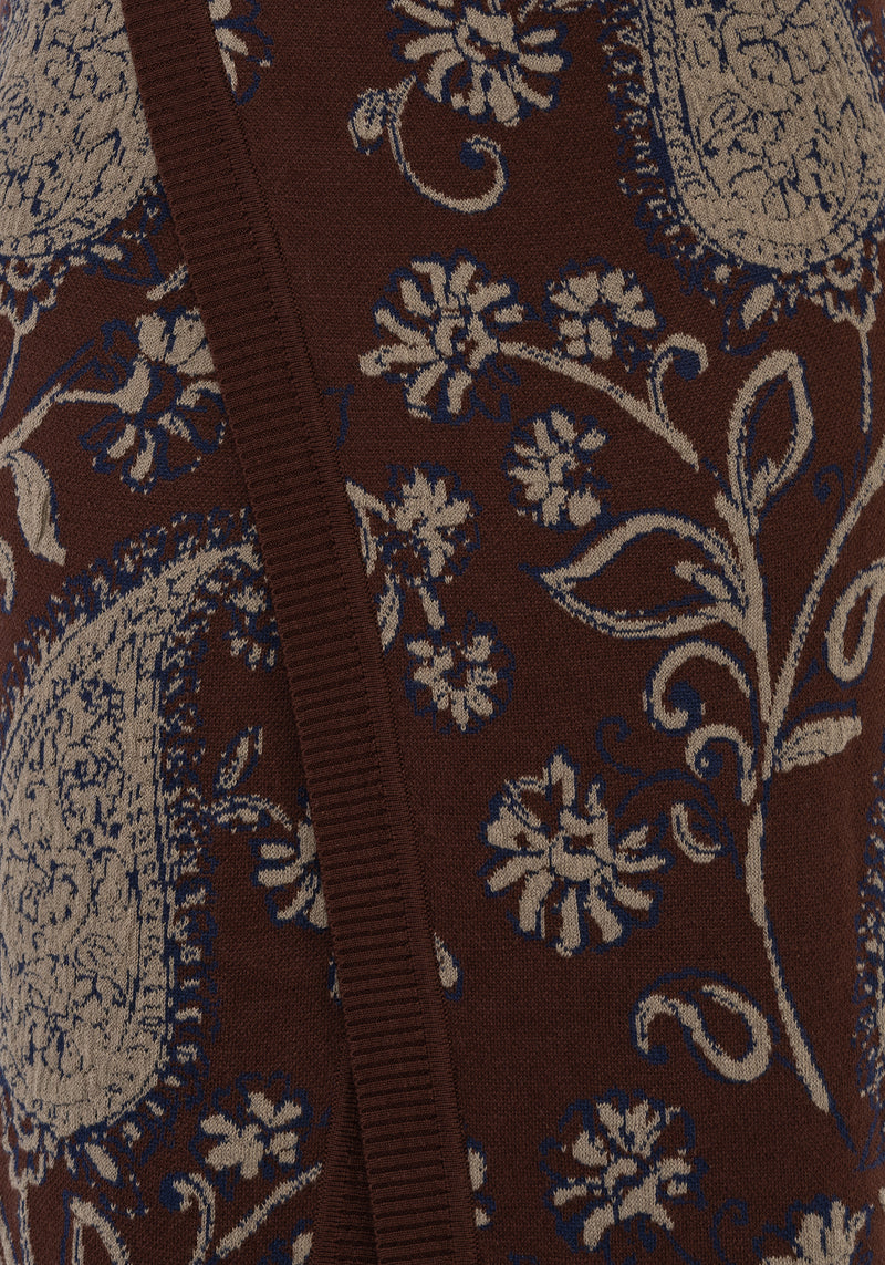 Gillian Cotton Paisley Knit Midi Wrap Skirt