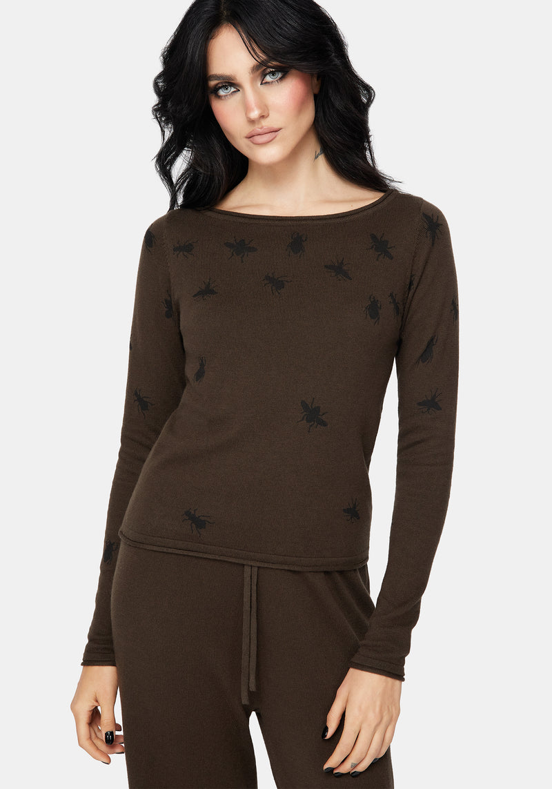 Mythidra Bug Printed Lounge Knit Top