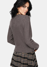 Griffinfly Embroidered Knit Cardigan - Grey