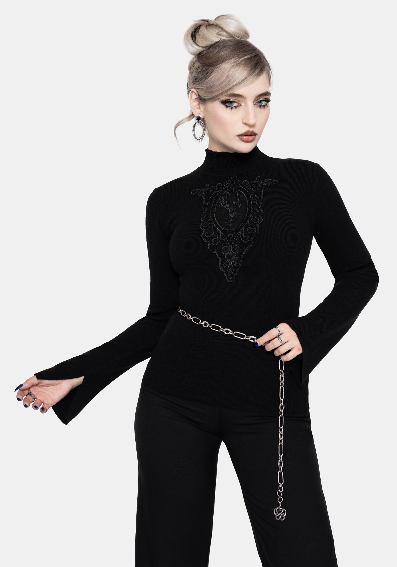 Torquil Bodice Lace Ribbed Knit Jumper