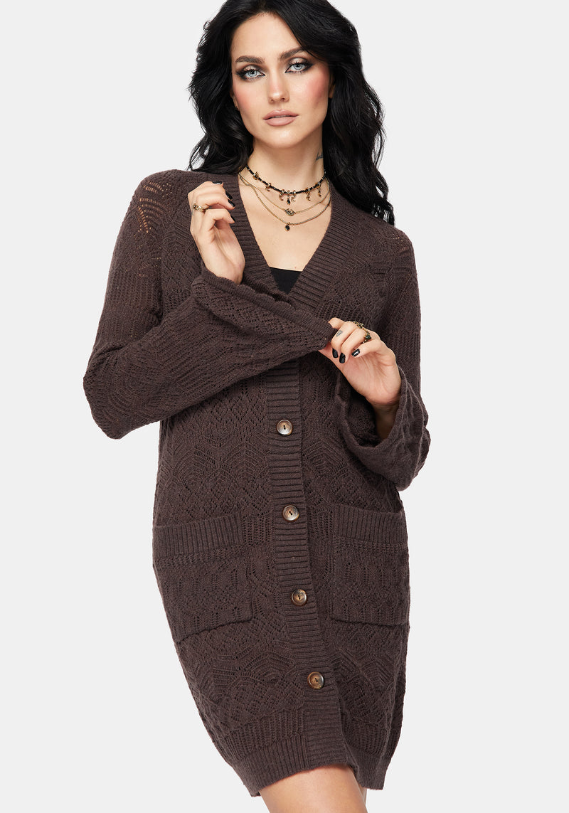 Cadmium Chunky Ribbed Longline Cardigan