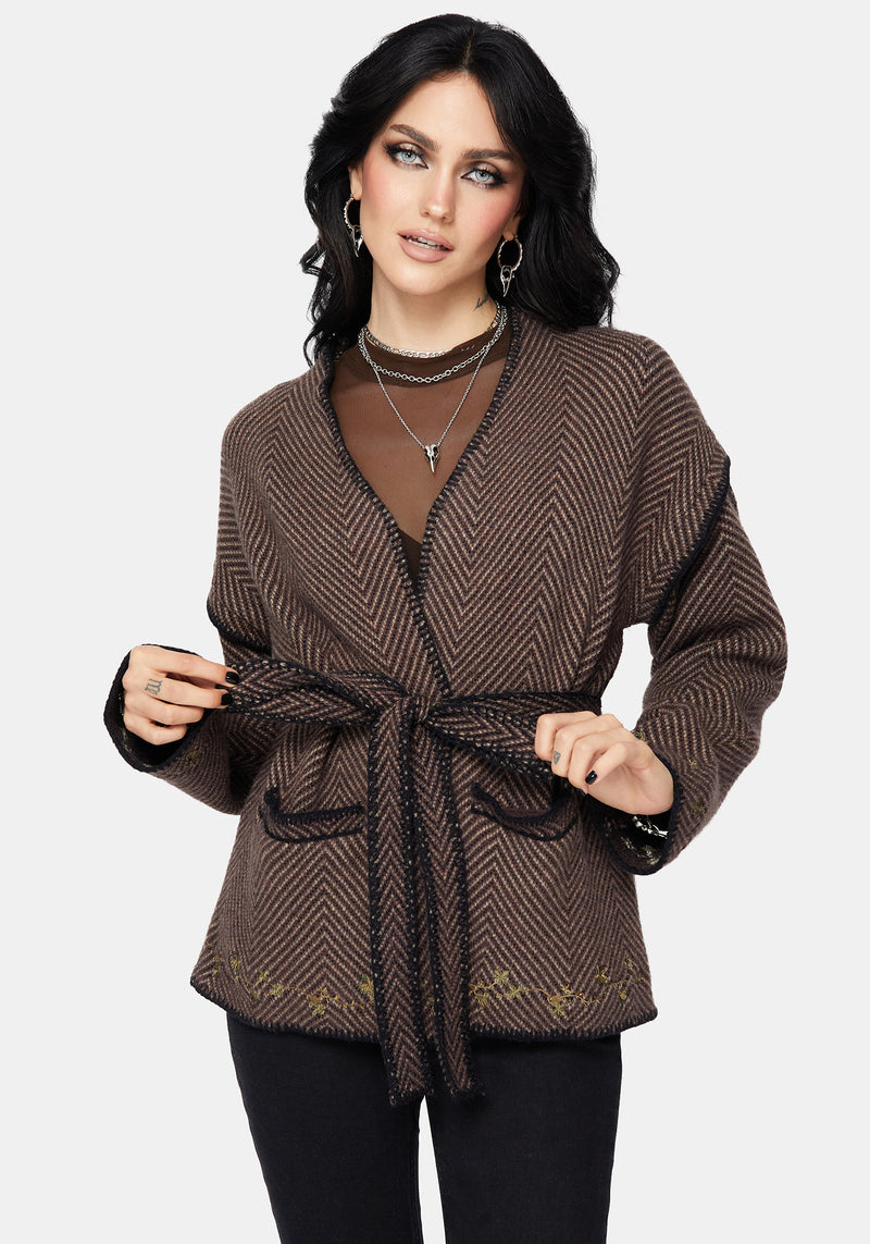 Maraea Belted Herringbone Coatigan