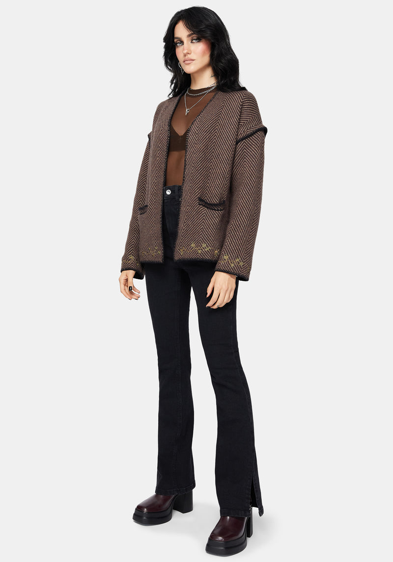 Maraea Belted Herringbone Coatigan