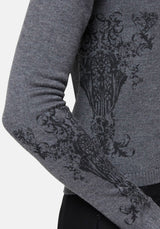 Nia Puff Sleeve Printed Arch Knit Cardigan