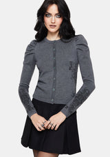 Nia Puff Sleeve Printed Arch Knit Cardigan