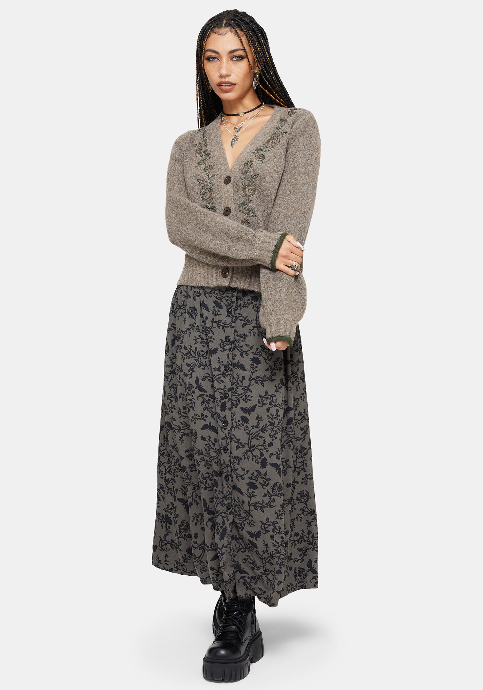 Sao Thistle Embroidered Knit Cardigan