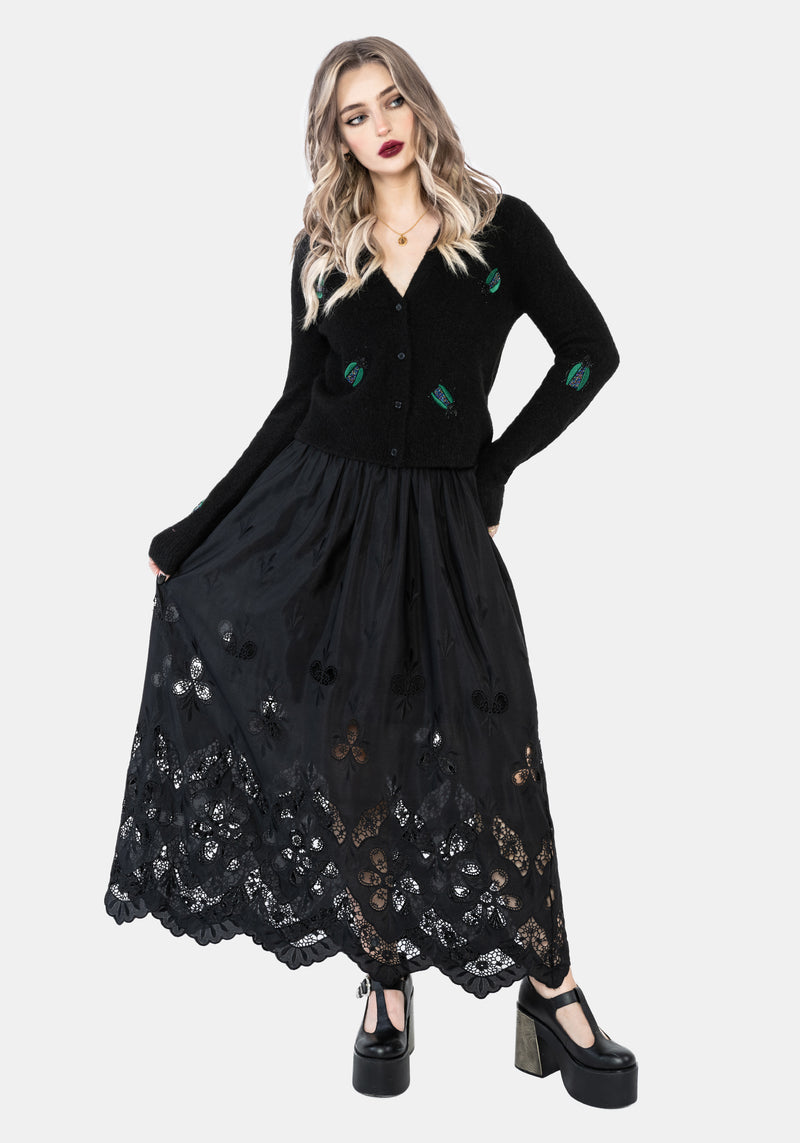 Lament Beaded Bug Embellished Knit Cardigan