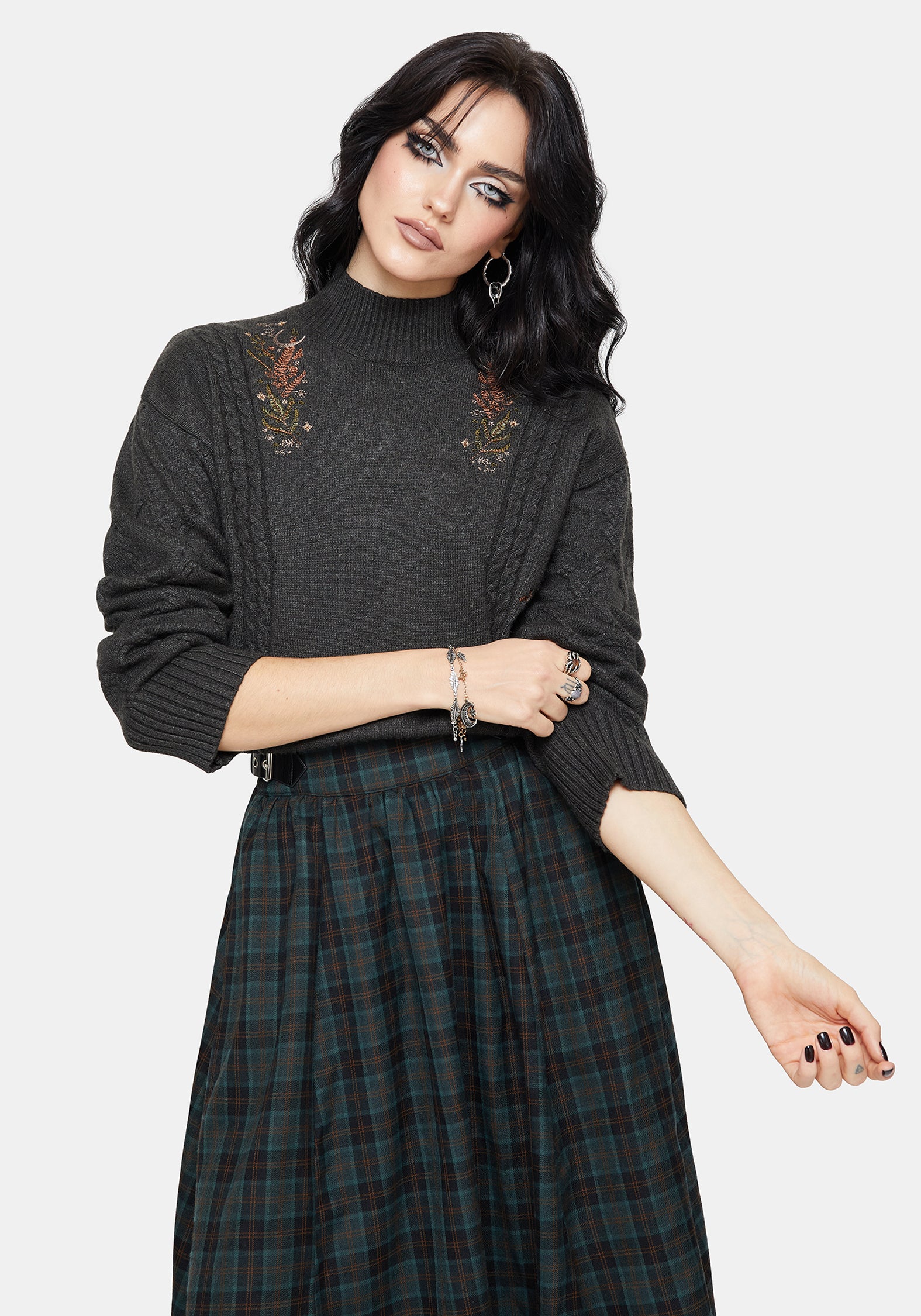 Abellona Embroidered Cable Knit Jumper