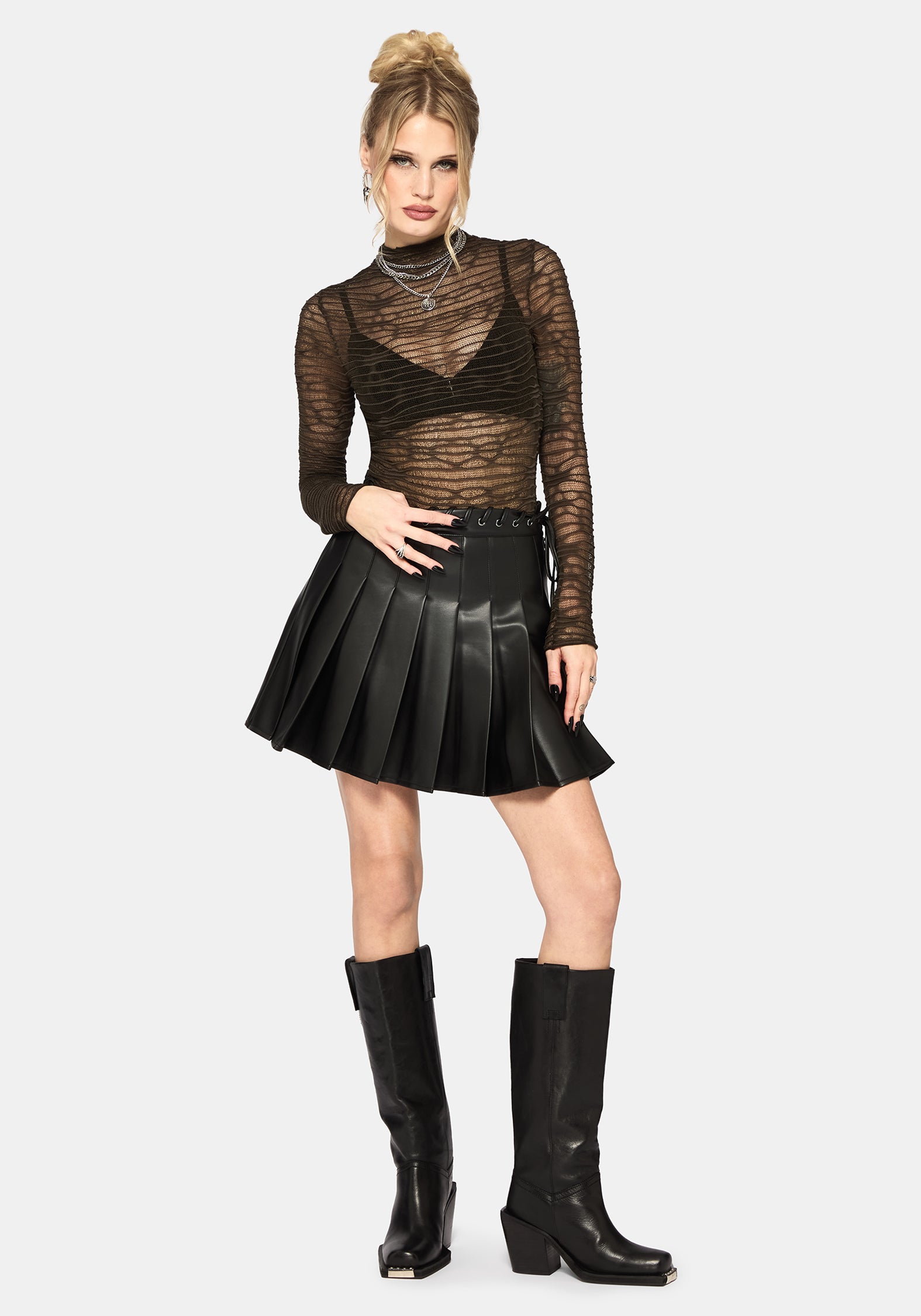 Lior Mesh Distorted Knit Top