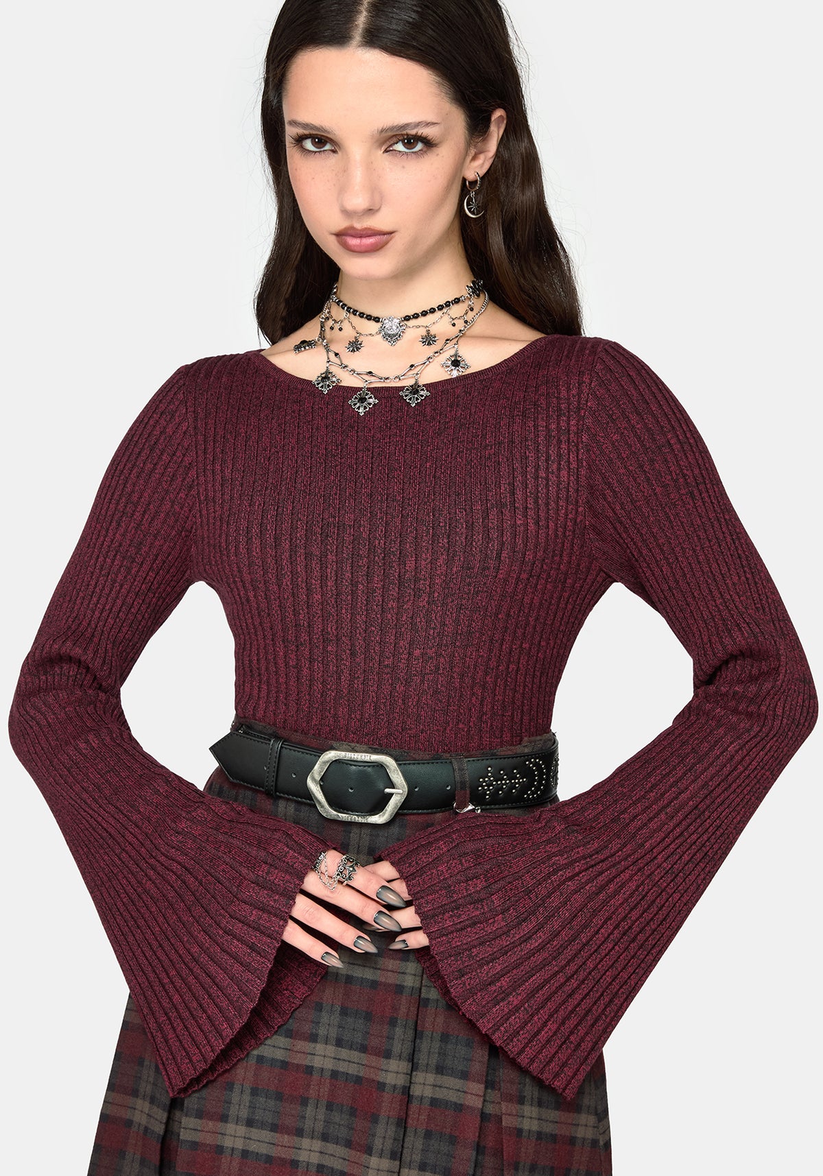 Estella Flared Sleeve Rib Knit Top