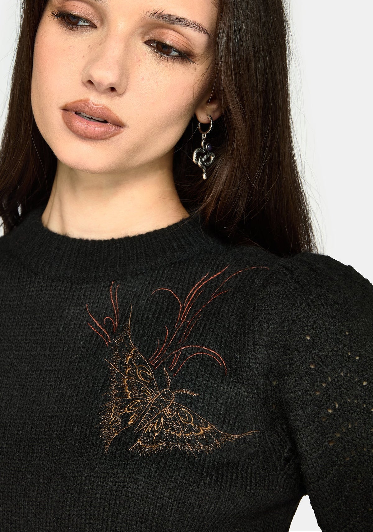 Ember Moth Embroidered Knit Jumper