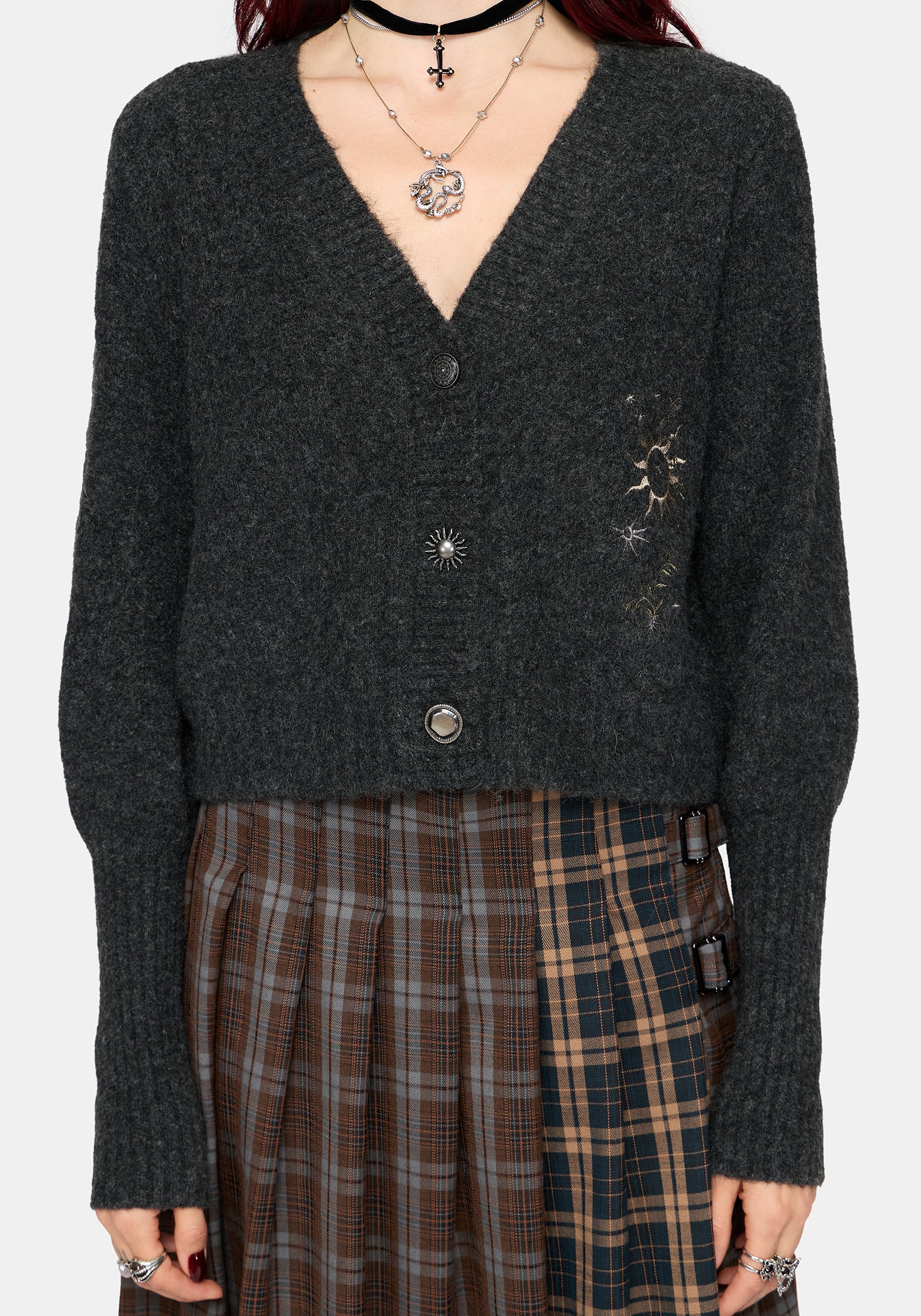 Mogor Celestial Embroidered Knit Cardigan