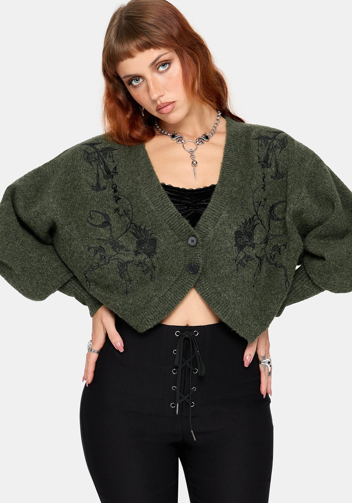 Miya Embroidered Cocoon Knit Cardigan