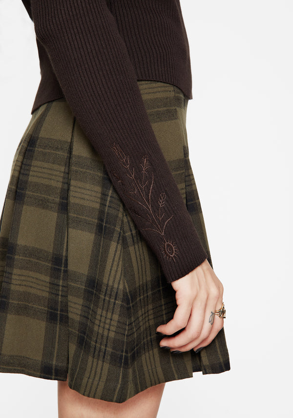 Cybele Embroidered Button Up Ribbed Knit Cardigan