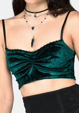Ami Velour Ruched Bralet - Green