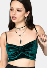 Ami Velour Ruched Bralet - Green
