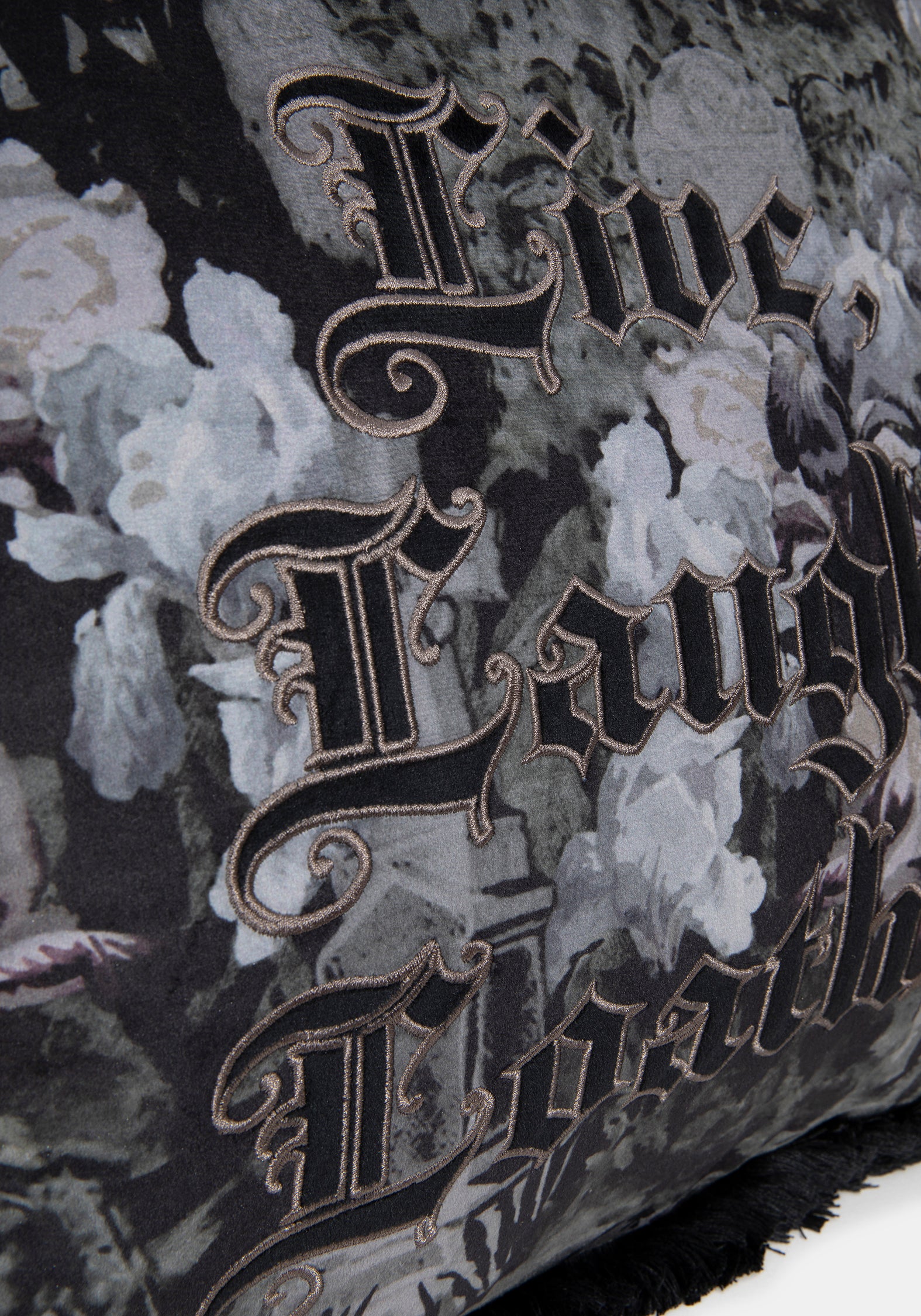 Live Laugh Loathe Velvet Embroidered Cushion