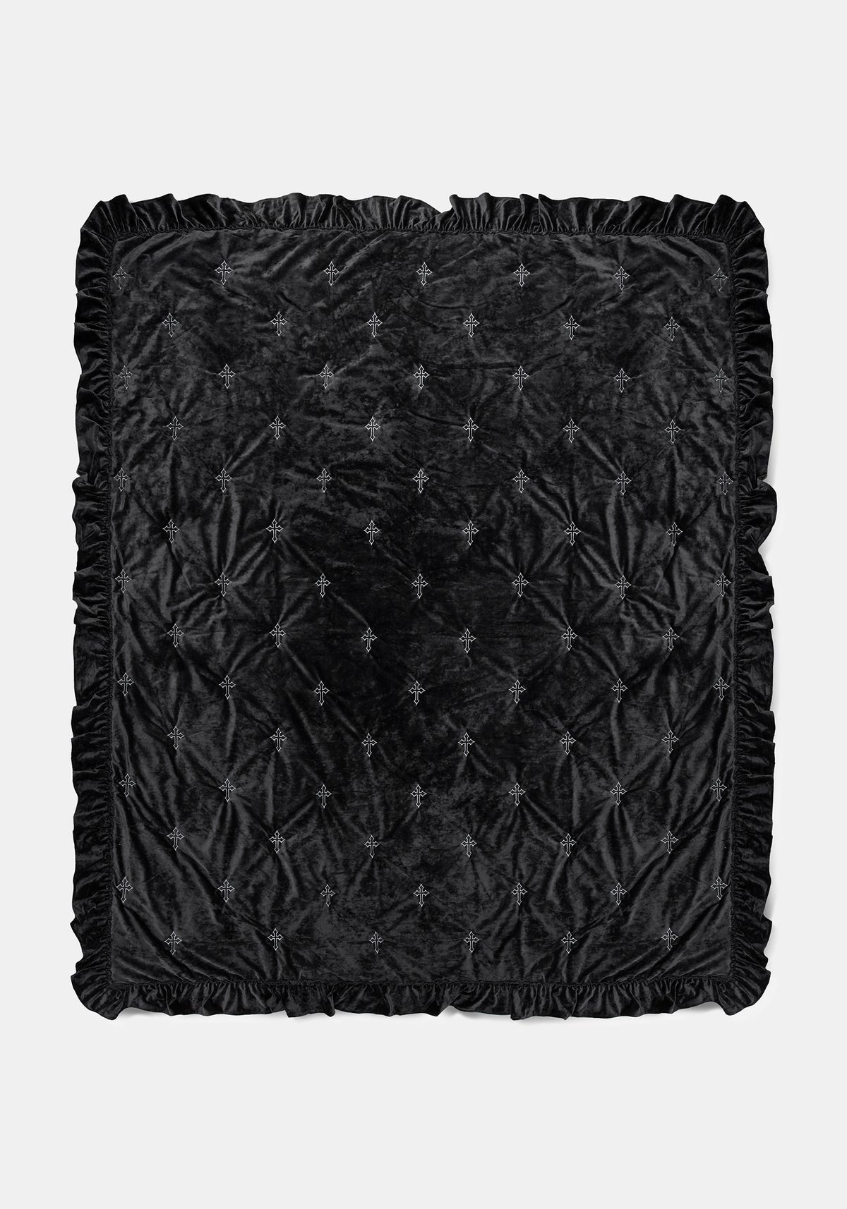 Vurlo Crushed Velvet Embroidered Cross Blanket