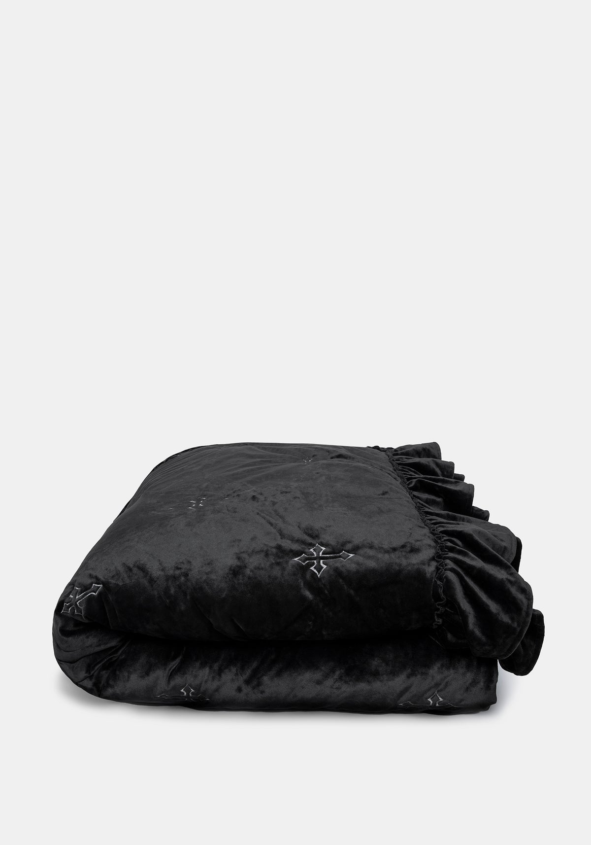 Vurlo Crushed Velvet Embroidered Cross Blanket