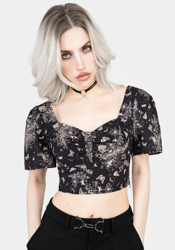 Thalia Button Front Crop Top