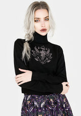 Mystify Embroidered Roll Neck Crop Jumper