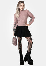 Marina Cable Knit Ribbon Lace Jumper