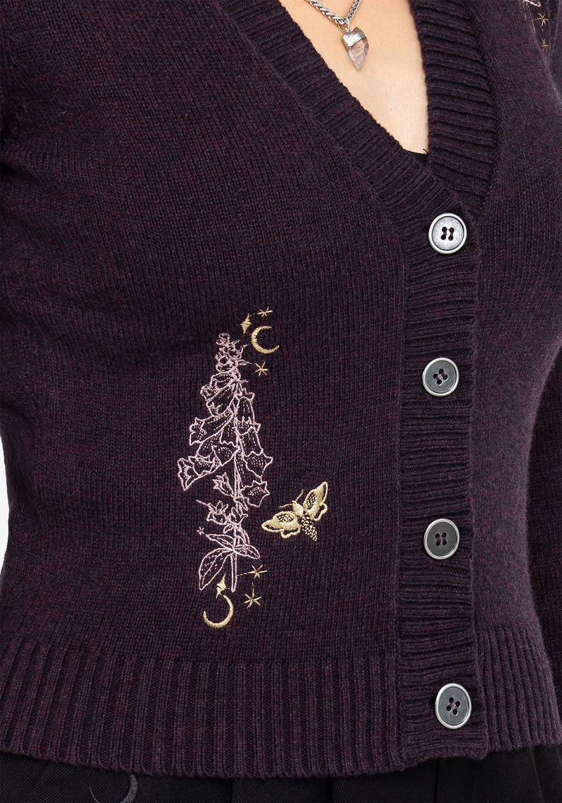 Foxglove Embroidered Knit Cardigan