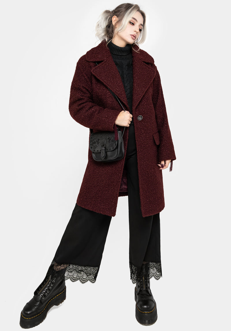 Gorgon Bouclé Oversized Coat - Red