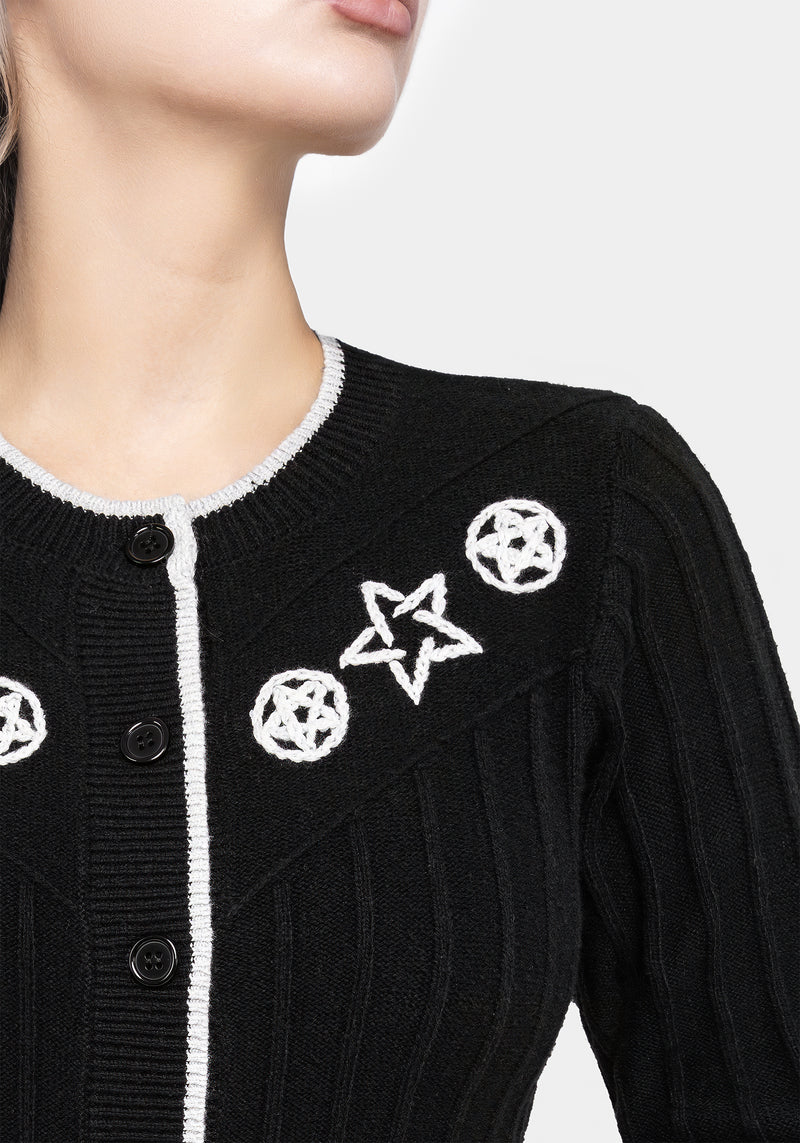 Pentagram Embroidered Cardigan