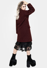 Gorgon Bouclé Oversized Coat - Red