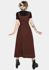 Terra Check Button Up Midaxi Dress - Orange