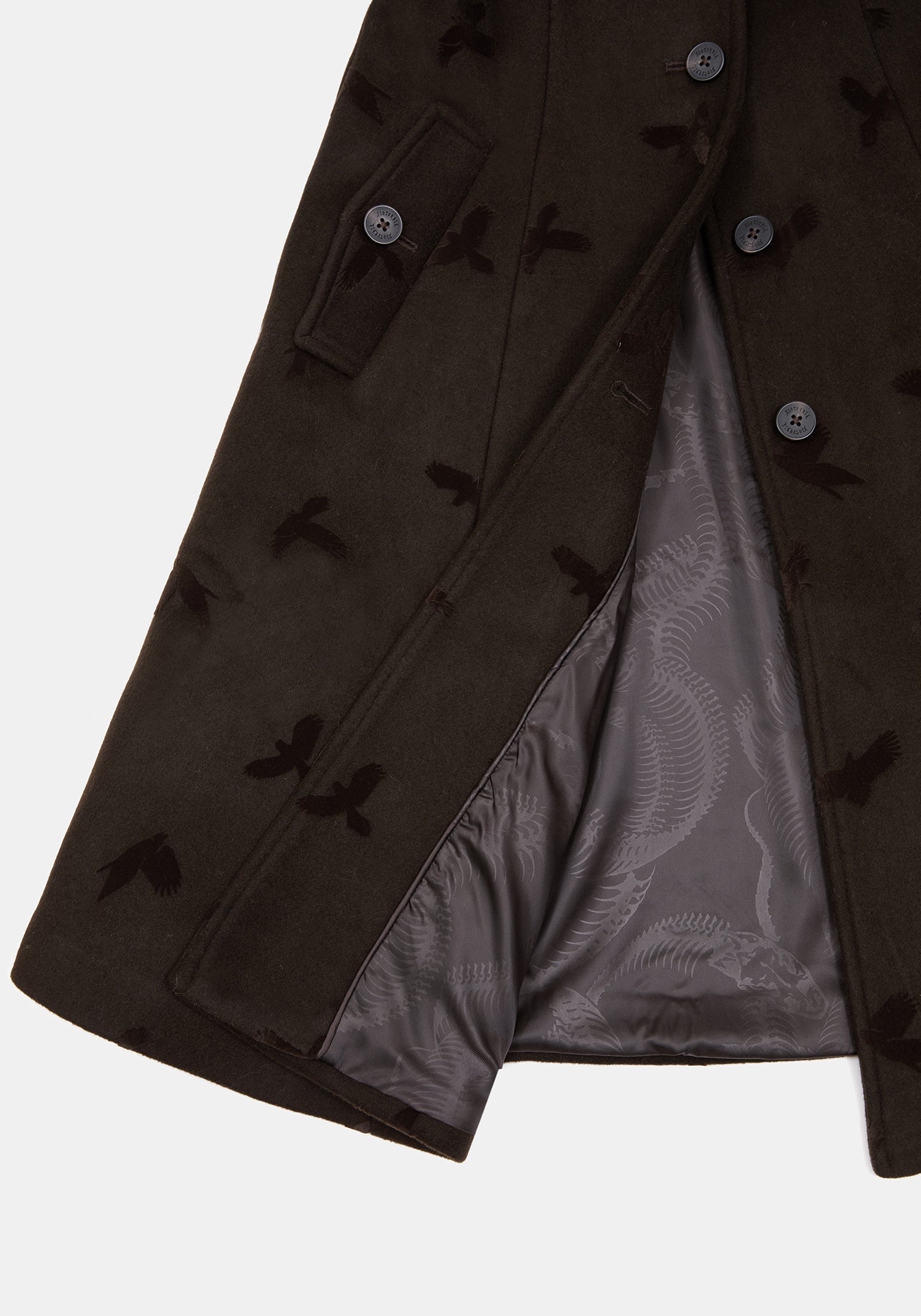 Starling Crow Embossed Wool-Blend Coat