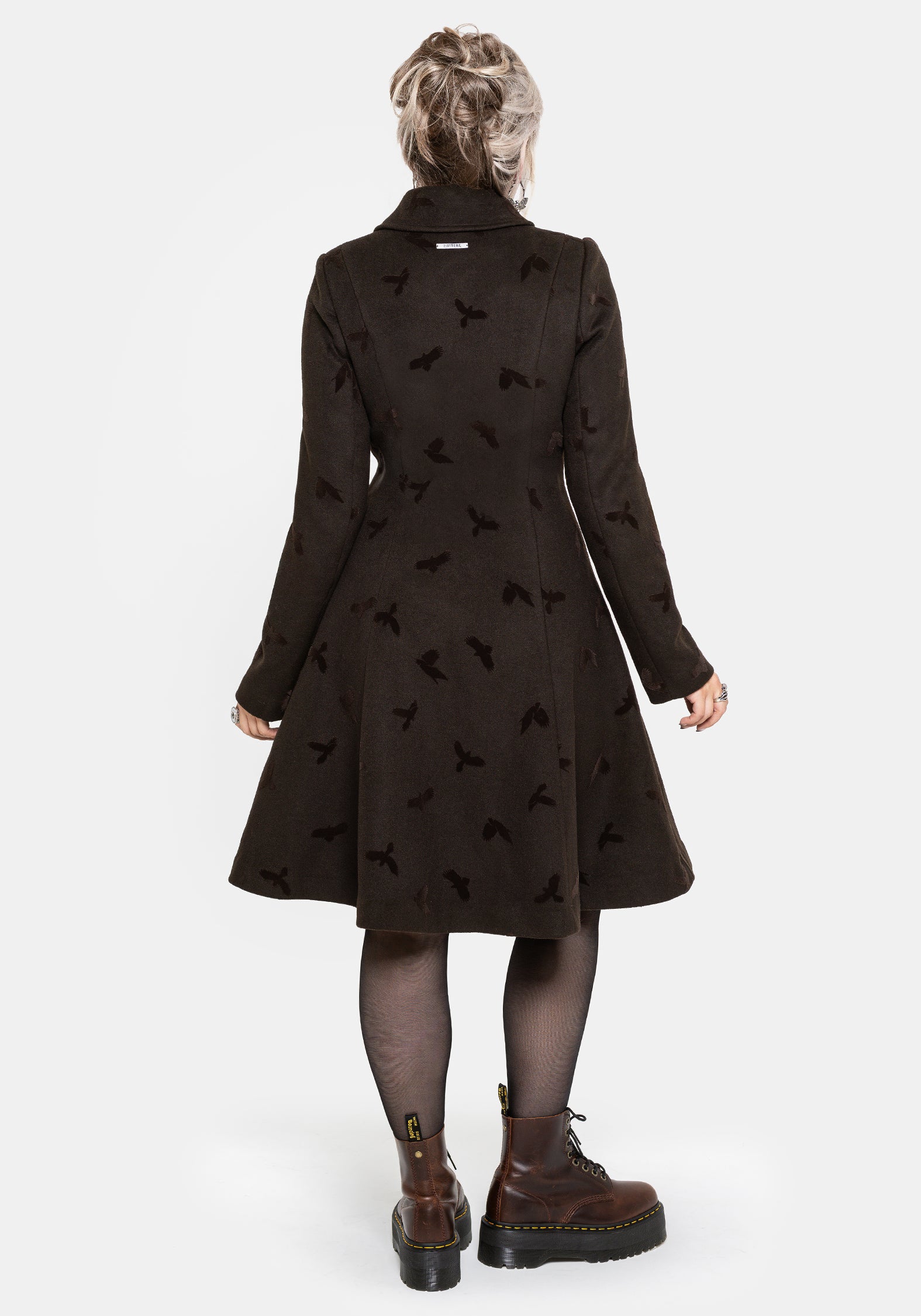 Starling Crow Embossed Wool-Blend Coat