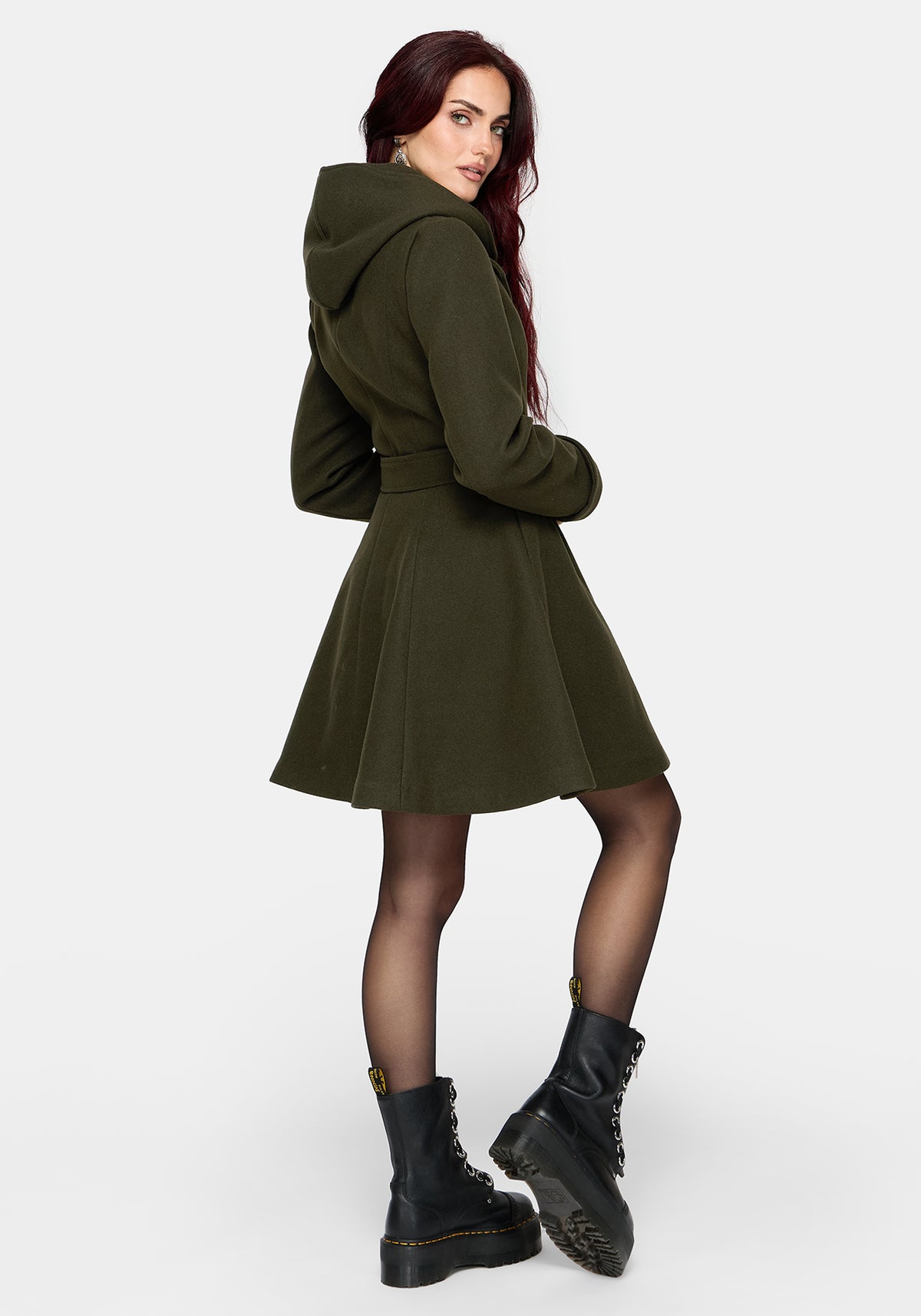 Cyrene Belted Removable Hood Coat