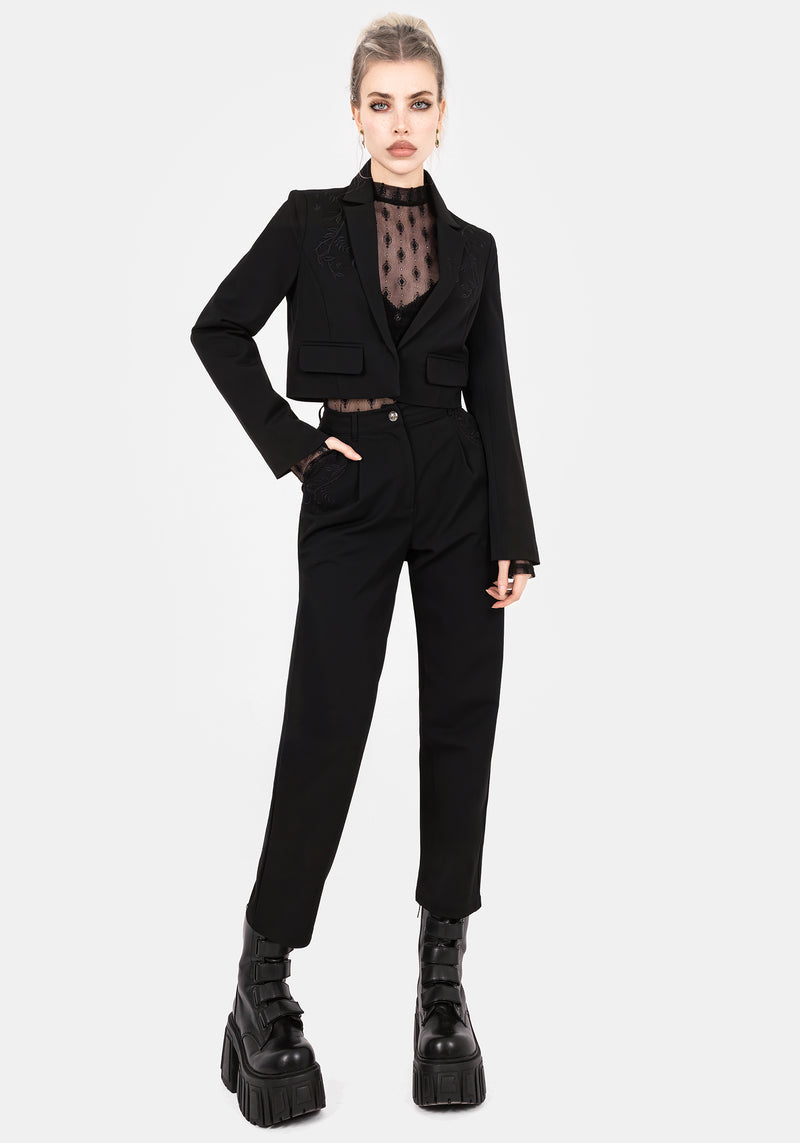 Mona Embroidered Crop Blazer