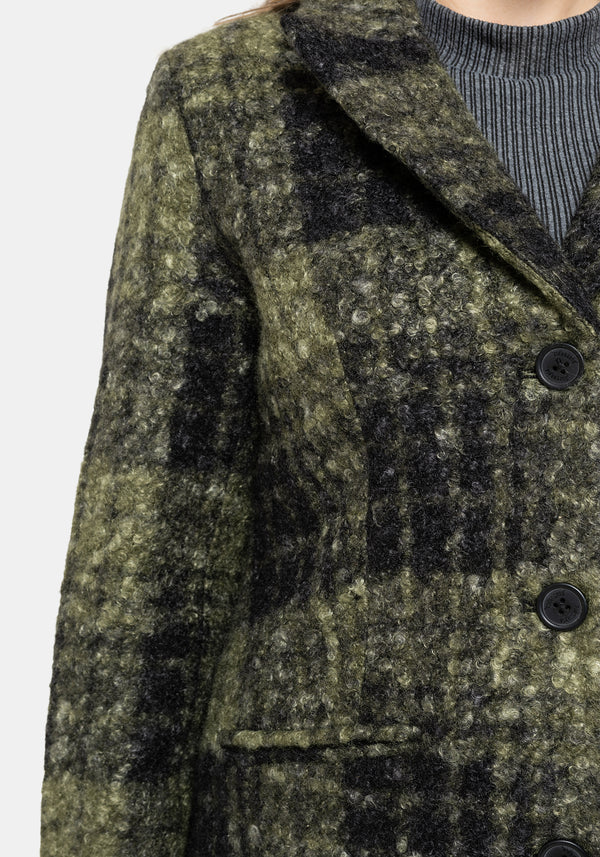 Memory Borg Check Longline Coat - Green