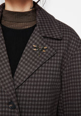 Pilgrim Gingham Coat With Dragonfly Brooch