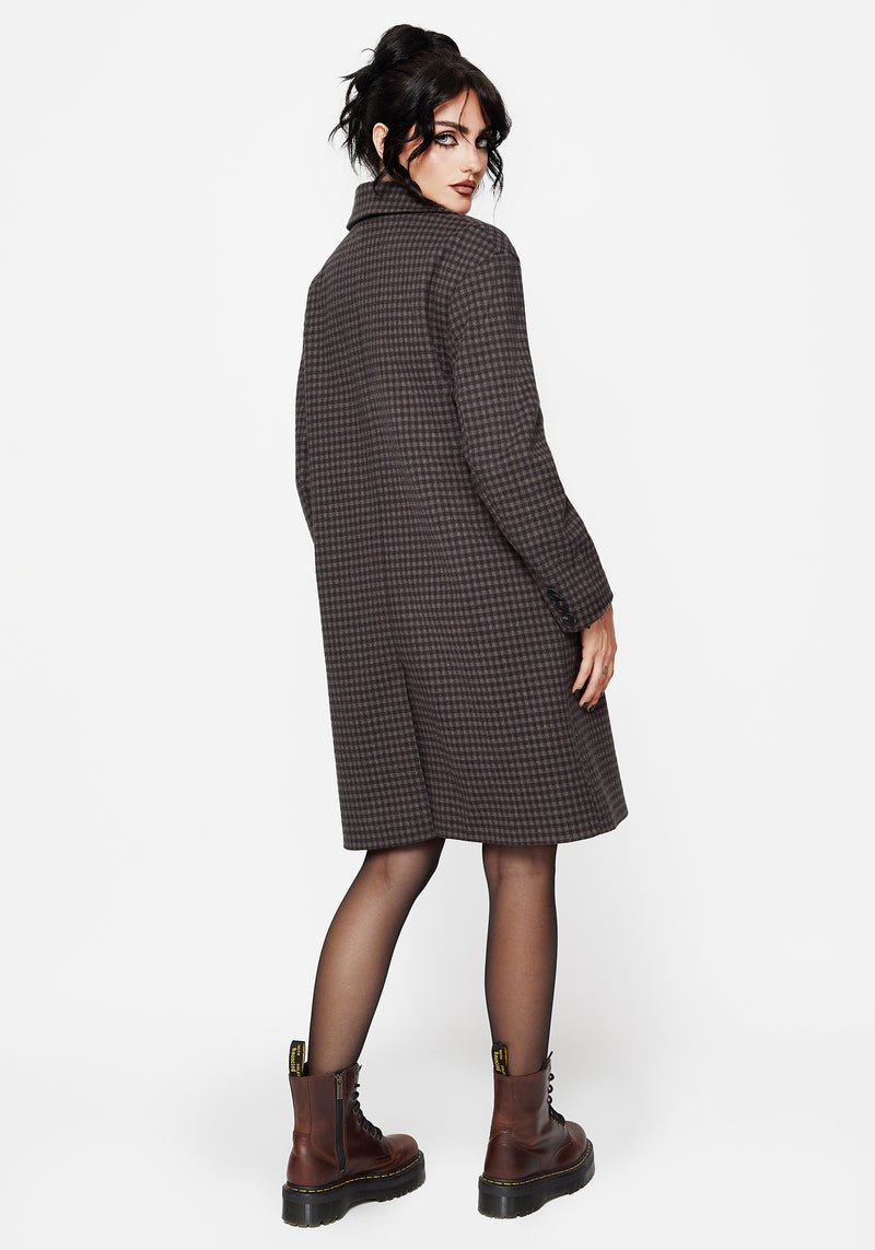 Pilgrim Gingham Coat With Dragonfly Brooch