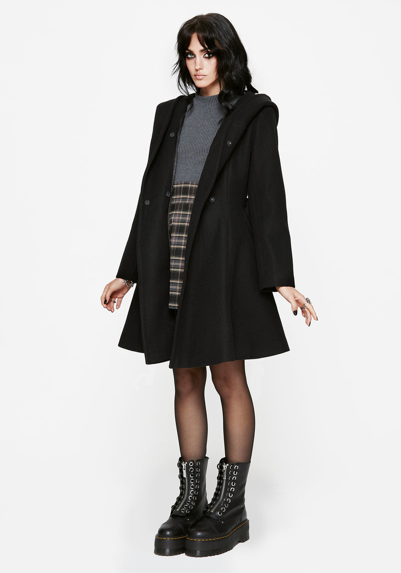 Camilla Tie Waist Hooded Coat With Bug Brooch