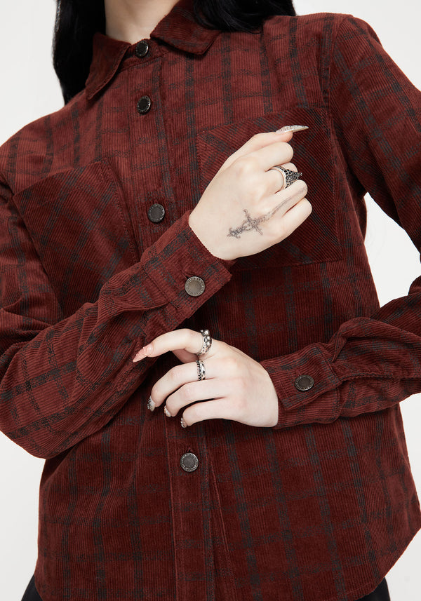 Terracotta Check Cord Shirt