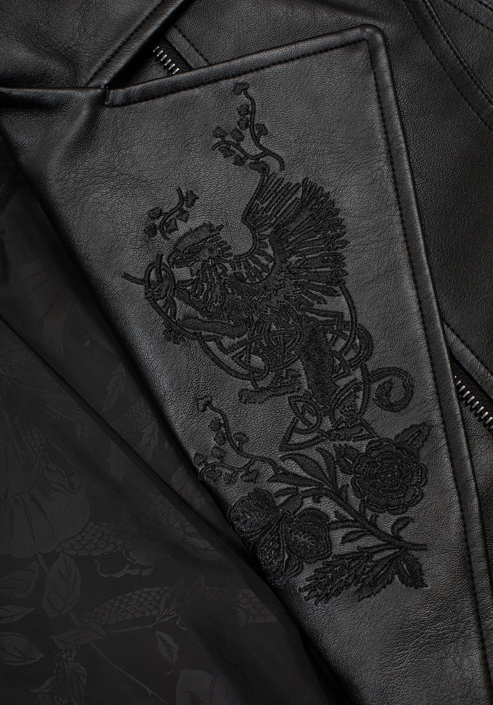 Clash Phoenix Embroidered Faux Leather Jacket