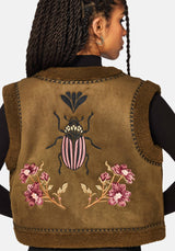 Sylvara Borg Embroidered Bug Gilet