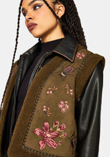 Sylvara Borg Embroidered Bug Gilet